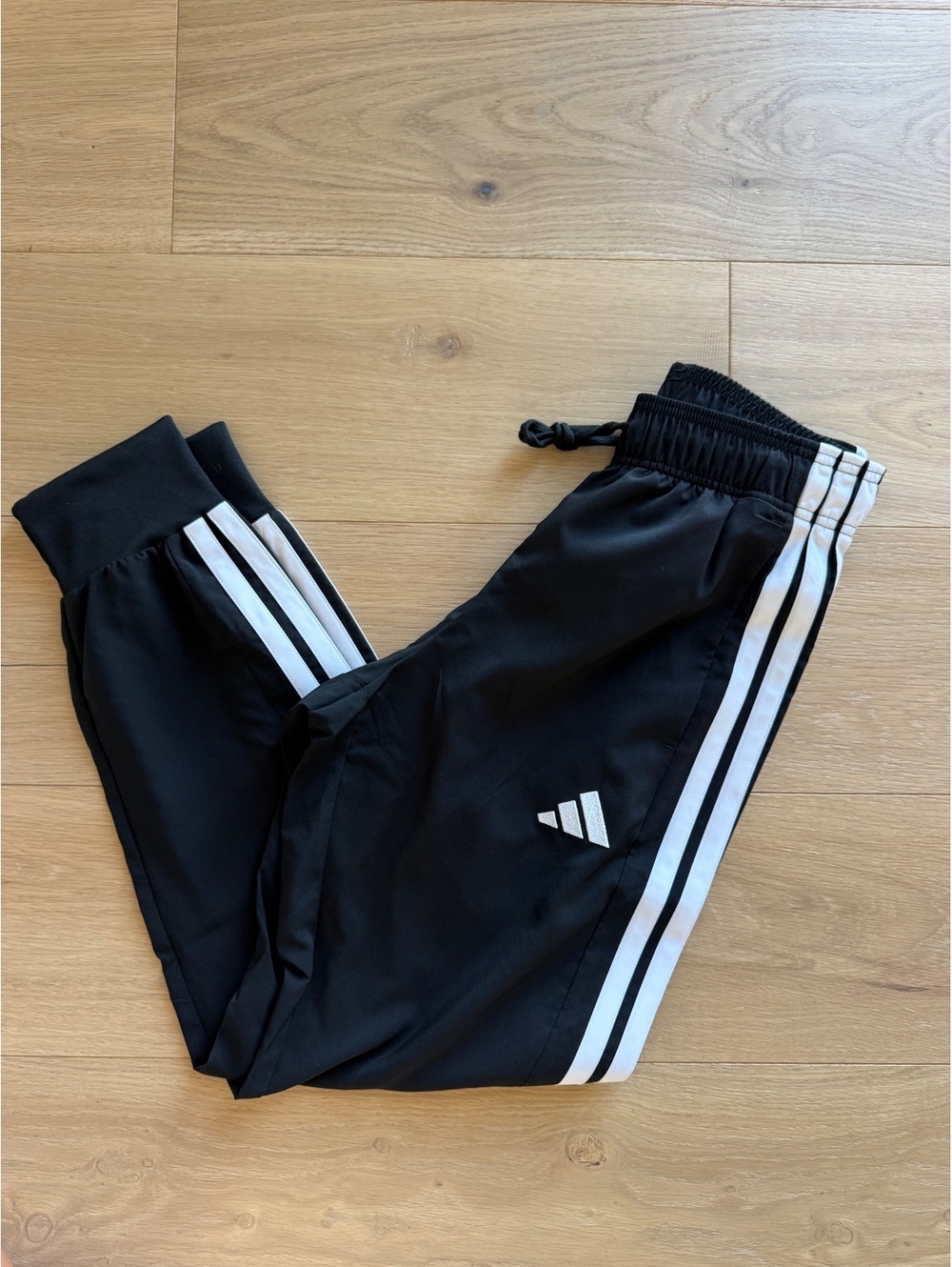 NWT Adidas 3-Stripes Woven Track Pants Black White Men’s Small
